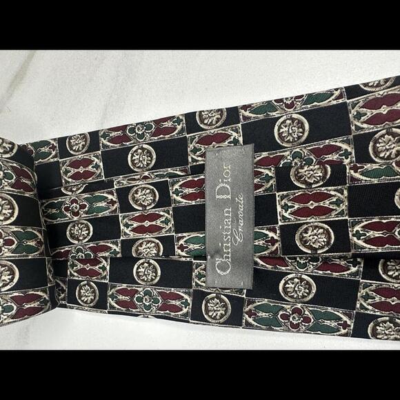 Vintage Christian Dior Cravate multi-colored silk necktie - Picture 2 of 3